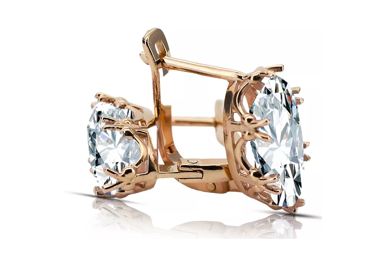 Earrings Vintage craft Zircon Original Vintage 14K Rose Gold vec021r